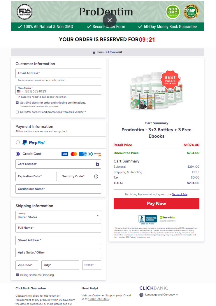 Official ProDentim purchase page illustration